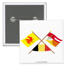 Wallon et drapeaux croisés de Liège avec la Belgiq Pin's Avec Agrafe