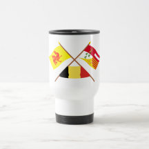 Wallon et drapeaux croisés de Liège avec la Belgiq Tasse À Café