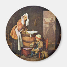 Washerwoman, door Chardin Jean-Baptiste Siméon Magneet