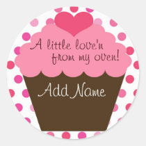 "WAT love'n van mijn oven" cupcake sticker stickers