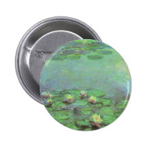 Waterlilies door Monet, Vintage Floral Impressioni Button