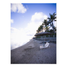 Weerspiegeld water op strand foto print