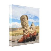Westerne Laarzen en Aansporingen Verpakt Canvas Gallerij Wrap Canvas