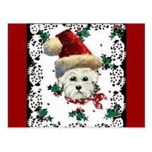 Westie Père Noël Carte Postale