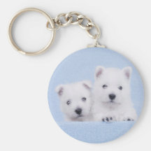 Westies bleus porte-clefs