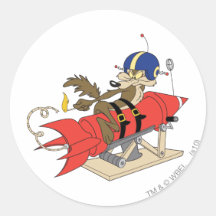 Wile E. Coyote Launching Rode Raket Ronde Stickers