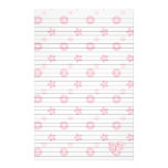 Wit met het Roze BloemenMonogram van het Document  Gpersonaliseerd Briefpapier