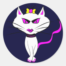 Witte Diva Kat Ronde Stickers