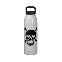 Witte fles met zwarte schedel waterflessen