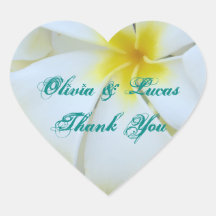 Witte Frangipani Plumeria dankt u Hart Sticker