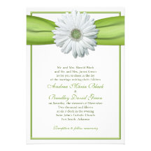 Witte Gerbera met de Groene Uitnodiging van het Li