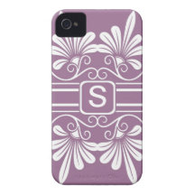 Witte iPhone Met monogram 4 van Bloemen: Paars iPhone 4 Hoesjes