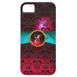 Witte lint van Bourgondië van het MONOGRAM van het iPhone 5 Case-Mate Hoesjes