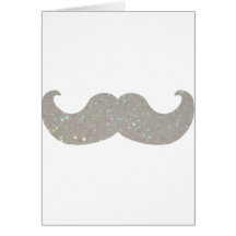 Witte Snor Bling (Faux schittert Grafisch) Kaarten