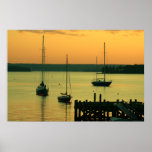 Yachts au coucher du soleil poster