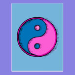 Yin ébouriffé par le vent rose bleu Yang cartes postales