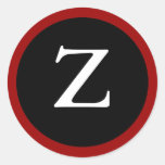 Z : Autocollants noirs rouges modernes initiaux de