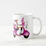 Zèbre mignon de rose de tasse de fille de scooter 