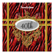 Zèbre noir et rouge de fête d'anniversaire fraîche cartons d'invitation personnalisés