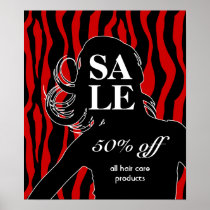 Zèbre rouge de femme d'affiches de salon de coiffu posters
