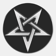 Zilver Omgekeerde Pentagram Ronde Stickers