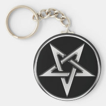 Zilver Omgekeerde Pentagram Sleutel Hanger