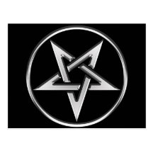 Zilver Omgekeerde Pentagram Wenskaart