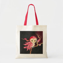 Zoete Rode Uil Canvas Tassen