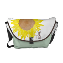 Zonnebloemen met monogram postman tassen