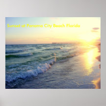 Zonsondergang bij het Strand Florida van de Stad v Print