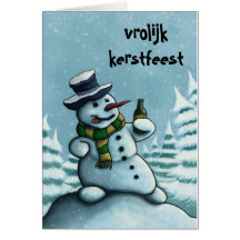 zuipende sneeuwman kerstkaart