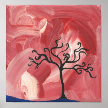 zwart boom minimalistisch het schilderen abstract  print