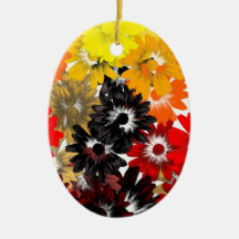 Zwart en sinaasappel bloemen kerst ornament