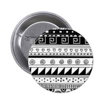 Zwart-wit Stammenpatroon Speld Button