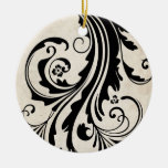 Zwart-wit Vintage Bloemen Elegant Huwelijk Kerst Ornamenten