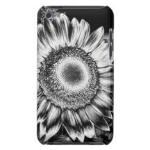 Zwart-witte Zonnebloem Case-Mate iPod Touch Hoesje