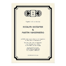 Zwarte gevoeld art deco retro glam huwelijk Hollyw Custom Uitnodigingen