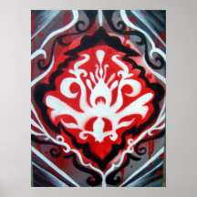Zwarte, Rode en Witte Pluim Poster