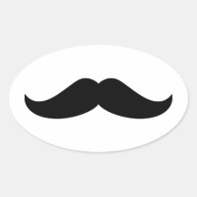 Zwarte Snor Ovale Stickers