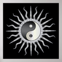 Zwarte Starburst Yin Yang Afdruk