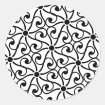 Zwarte Werveling Ronde Stickers
