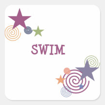 Zwem Werveling Vierkant Stickers