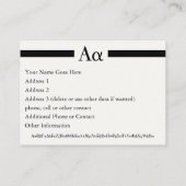 Α - ΓΙΩleuteringen, Λεεεευτικάς α - Greek Letter A Visitekaartje (Achterkant)