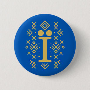 Ї Symbool in Oekraïens Volks Patroon - Cultureel E Ronde Button 5,7 Cm