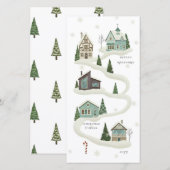 Зимна Коледна Картичка със Снежно Селце (Voorkant / Achterkant)