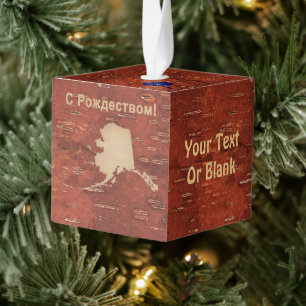 С Р д с op de binnenste ж - Alaska Birch Bark Kubus Ornament