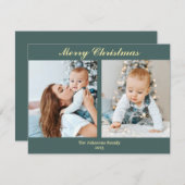 С de Noël carte photo menthe turquoise & vanille (Devant / Derrière)