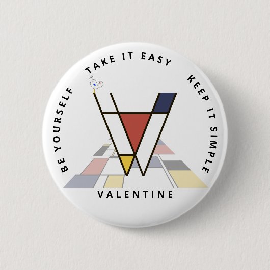 С het fascineren van neoplasticisme Art Monogram. Ronde Button 5,7 Cm (Voorkant)