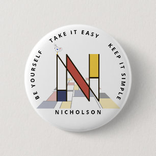 С het fascineren van neoplasticisme Art Monogram. Ronde Button 5,7 Cm