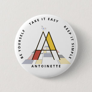 С het fascineren van neoplasticisme Art Monogram.  Ronde Button 5,7 Cm